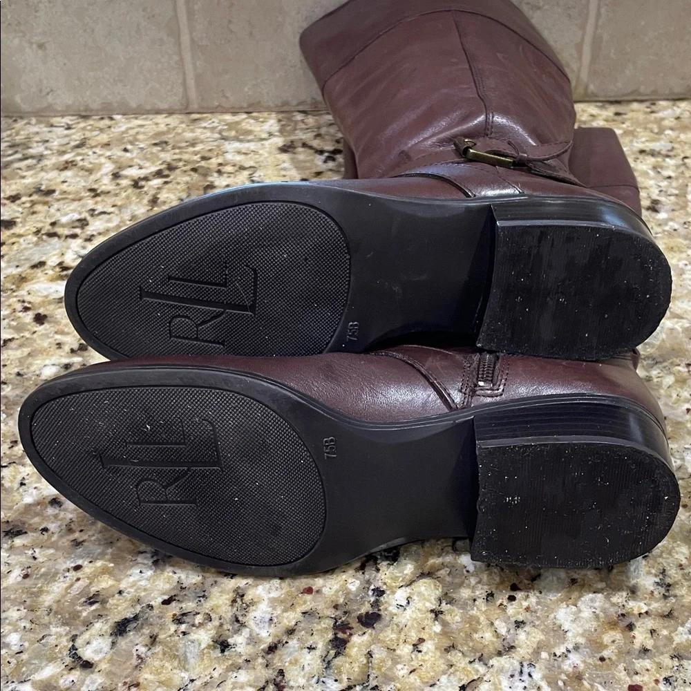 Women's Tall Leather Riding Boots in Burgundy